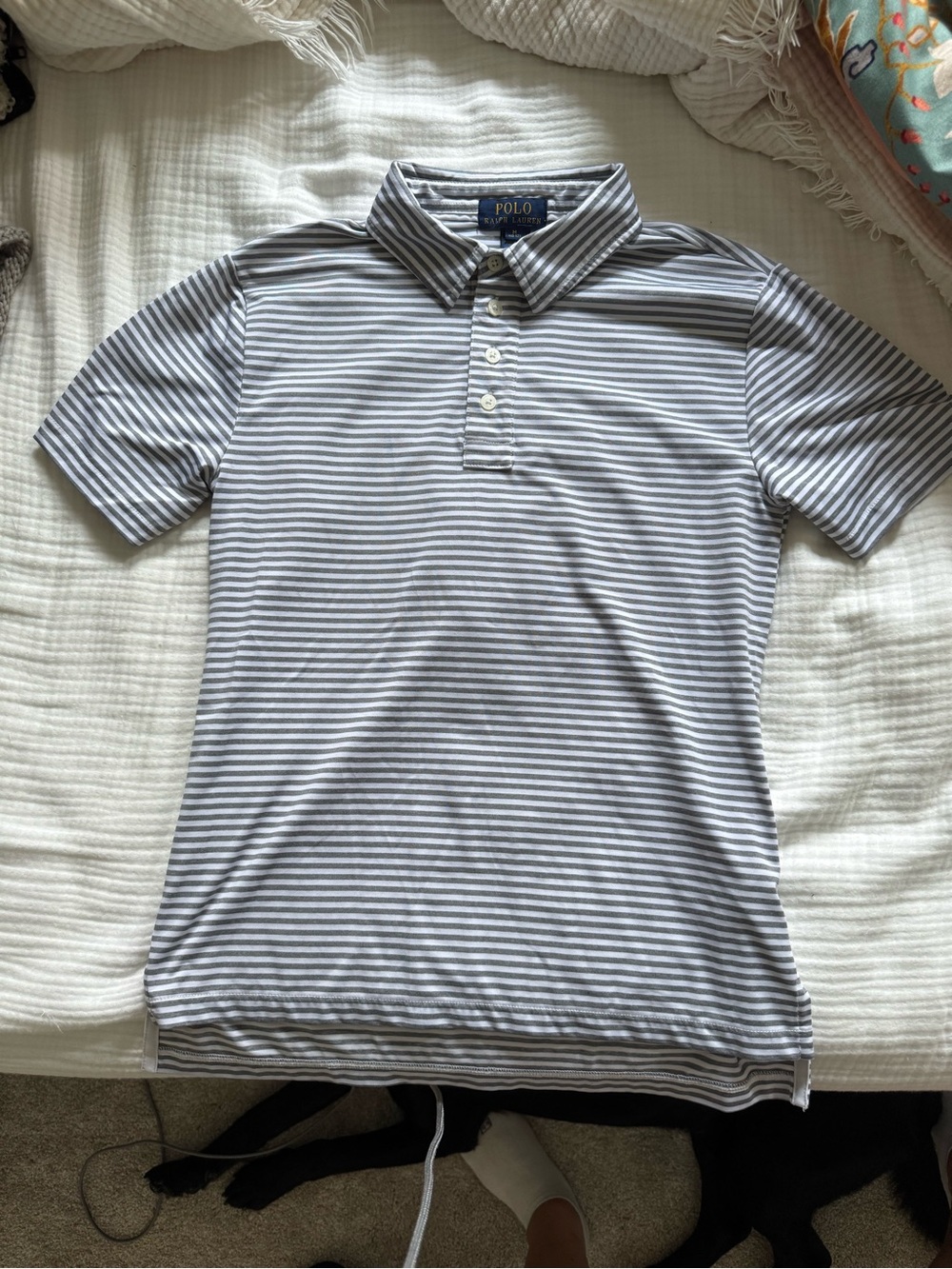 Polo by Ralph Lauren Men’s Gray and White Striped Polo